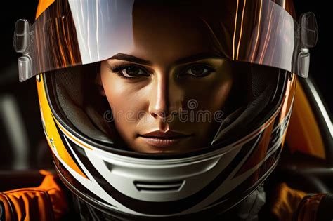 Professional Woman Racing Driver in a Race Car with Helmet. Generative AI Stock Photo - Image of ...