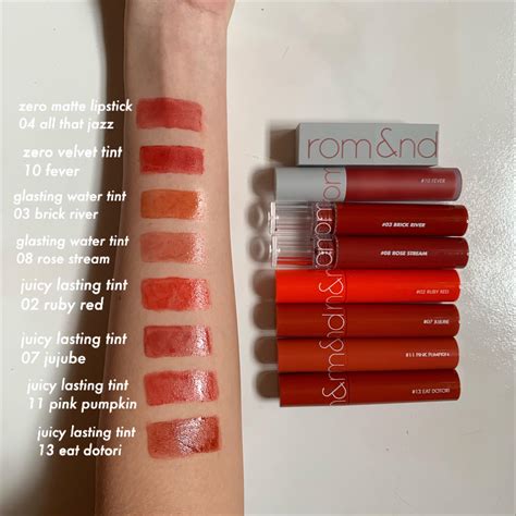 Swatches of all my Romand lip products! : r/AsianBeauty