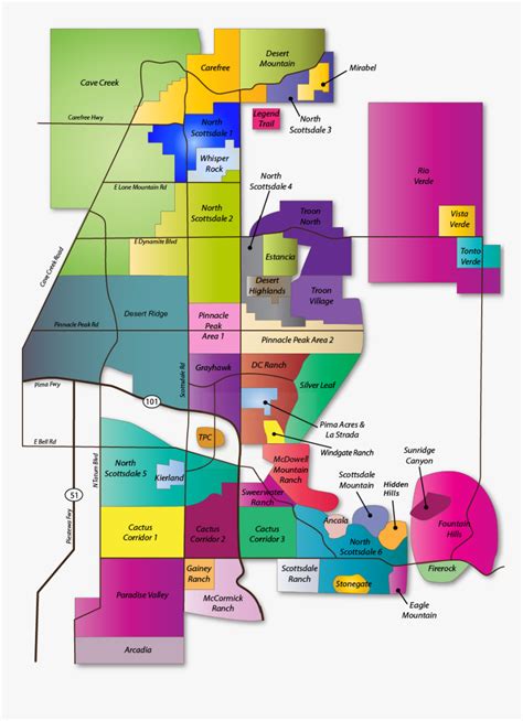 North Scottsdale Map - Phoenix Arizona Neighborhood Map, HD Png ...