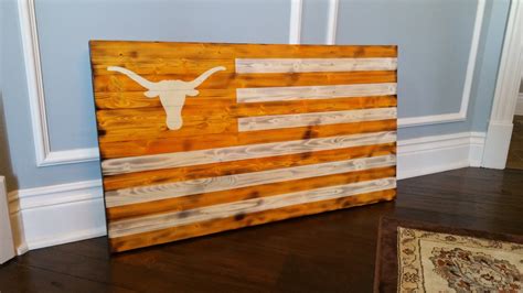 Wood University Of Texas Longhorns Wooden Flag Wall Art Decor | Etsy | Wooden flag, Wood art diy ...