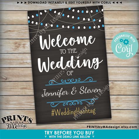 Welcome to the Wedding Sign, PRINTABLE 24x36 Chalkboard Style Wedding Entrance Sign with Custom ...