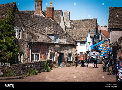 Lacock village used as film set for BBC Cranford drama production Stock ...