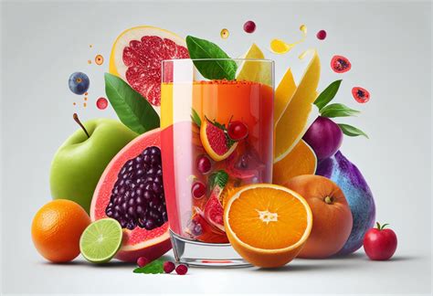 Mix Fruit juice in a glass with fresh fruits 22453370 Stock Photo at Vecteezy