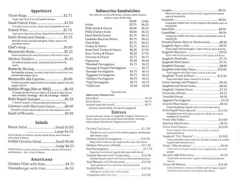 Menu at Bella Napoli pizzeria, Suffolk