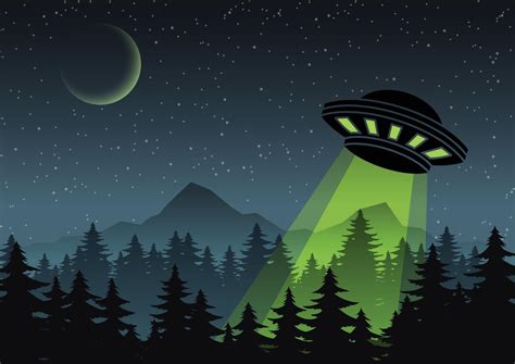 Cartoon version design of UFO over the forest 2309737 Vector Art at Vecteezy