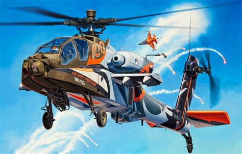 Wallpaper art, painting, Helicopter, AH-64 Apache images for desktop, section авиация - download