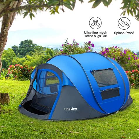 Camping Tents 5 Person Pop Up Tent Easy Up Instant Setup Ventilated [2 ...