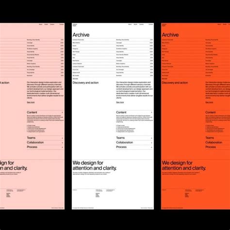 three different types of brochures are shown in orange, pink and black ...