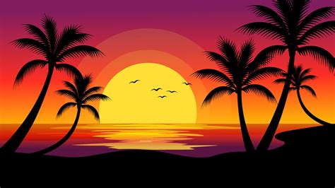 Tropical Beach Sunset Background 3428335 Vector Art at Vecteezy