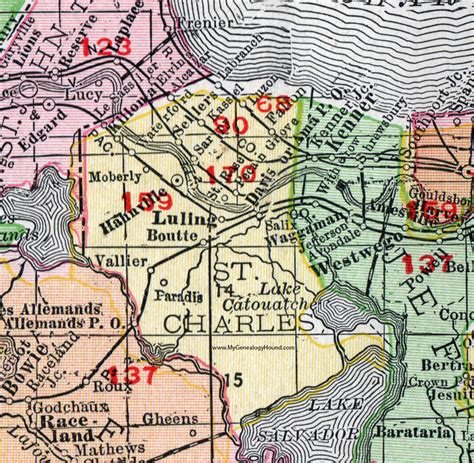 St. Charles Parish, Louisiana, 1911, Map, Rand McNally, Hahnville ...