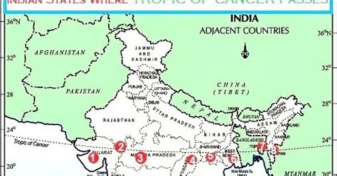 Indian Map With Tropic Of Cancer