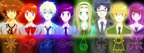 Improved DigiDestined with their crests by Inmakia on DeviantArt