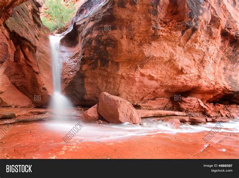 Red Rock Desert Waterfall Image & Photo | Bigstock