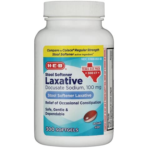 H-E-B Stool Softener Laxative 100 mg Softgels - Shop Digestion & Nausea at H-E-B