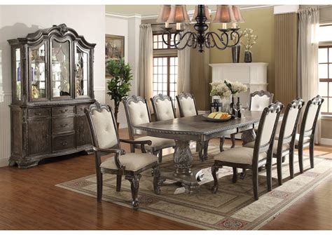 Kiera Grey Formal Dining Room Set W/ 8 Chairs & China Cabinet Furniture ...