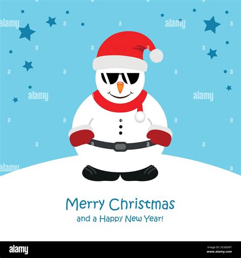 cute christmas snowman with sunglasses cartoon vector illustration ...