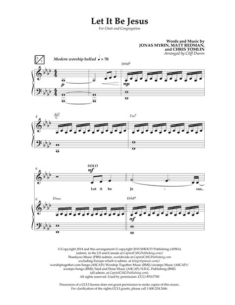 Let It Be Jesus (Choral Anthem SATB) Sheet Music PDF (Lifeway Choral / Arr. Cliff Duren ...