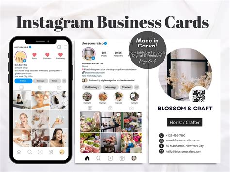 Editable Instagram Business Card Templates Printable Instagram - Etsy