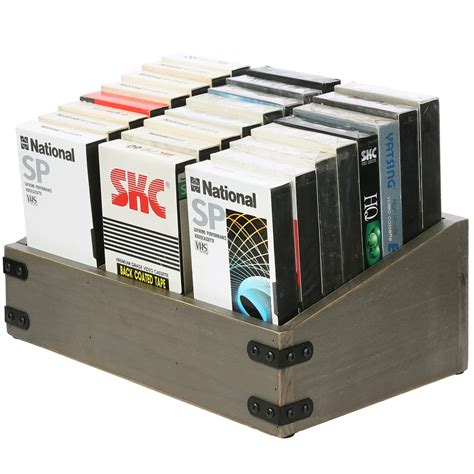 Buy MyGift Vintage Gray Solid Wood Nostalgia VHS Cassette Case Storage Box with 3 Divided ...