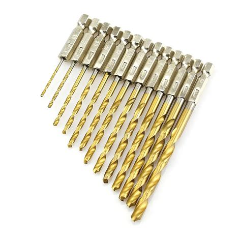 Tungsten Carbide Twist Drill Bit Power Tool High Speed Steel HSS Titanium Coated Drill Bit Set 1 ...