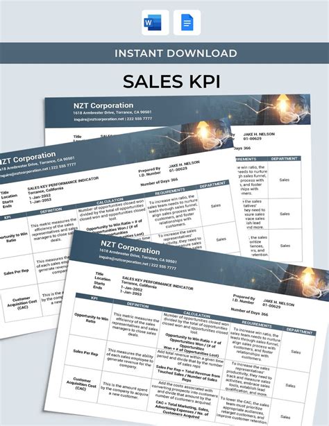 Sales KPI Template in Word, Google Docs - Download | Template.net