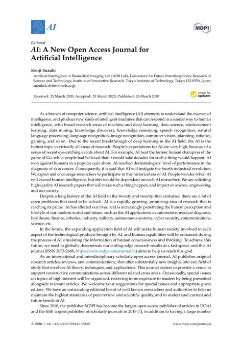 (PDF) AI: A New Open Access Journal for Artificial Intelligence