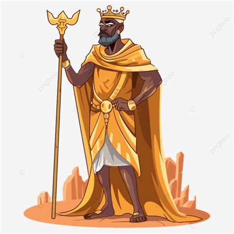 Mansa Musa Vector, Sticker Clipart Cartoon Black King In Gold With A ...