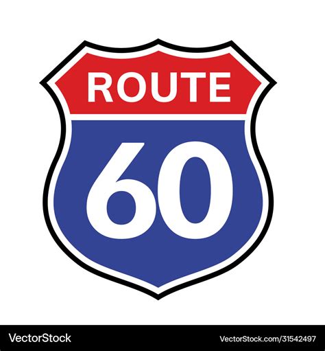 60 route sign icon road highway Royalty Free Vector Image