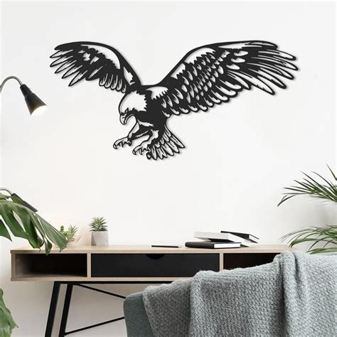 Arte de pared de águila de metal grande, decoración de pared de metal ...