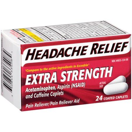 Headache Relief Extra Strength Acetaminophen Pain Reliever Caplets, 24 Ct - Walmart.com