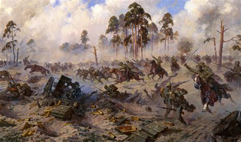 Attack of the Cossacks, East Prussia, 1914, by Alexander Averyanov. Battle Of Tannenberg, Battle ...