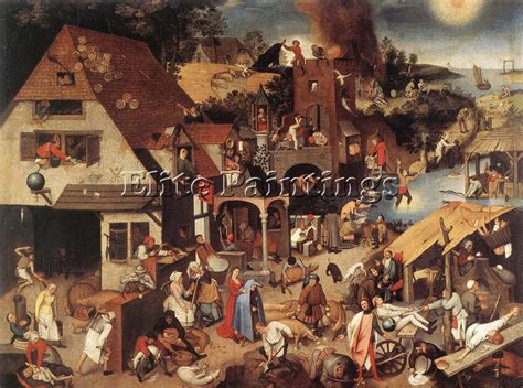 BRUEGEL PIETER THE YOUNGER PROVERBS ARTIST PAINTING OIL CANVAS REPRO ART DECO 36x48inch HIGH ...