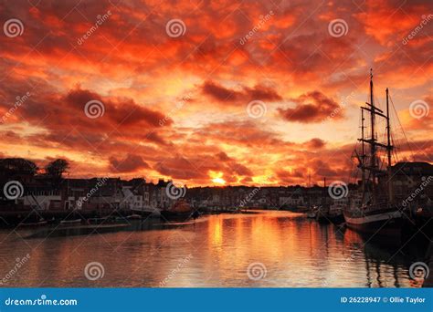 Sunset at the harbour editorial photography. Image of european - 26228947