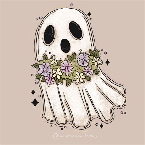 Ghost with a bouquet | Halloween drawings, Halloween art, Cute halloween