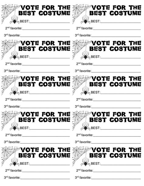 Downloadable Halloween Costume Contest Voting Ballot Ballots Vote ...