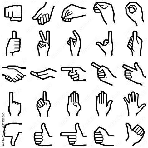 Hand icon collection - vector outline illustration Stock Vector | Adobe Stock