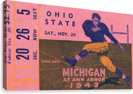 1943 Ohio State vs. Michigan Football Ticket Canvas Row One Brand Print ...