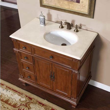 36 Inch Single Sink Bathroom Vanity with Cream Marfil Marble Counter ...