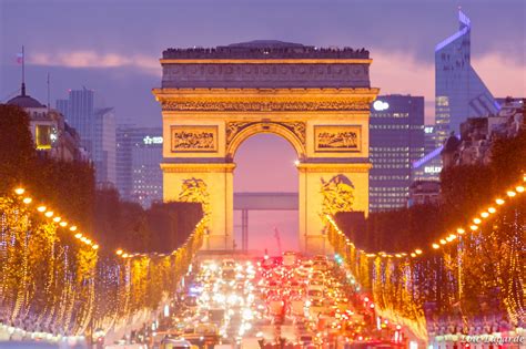 Arc de Triomphe and Champs-Elysées avenue with christmas 2014 lights. Paris Attraction, Tourist ...