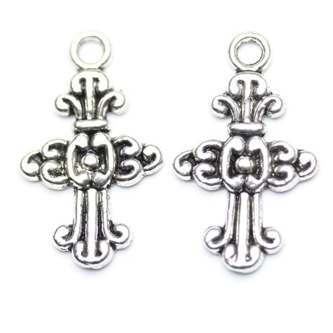 Antique Silver Plated Cross Charm Beads 15x24mm | Michaels