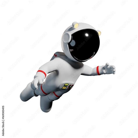 cute cartoon astronaut in white space suit is weightless in zero ...