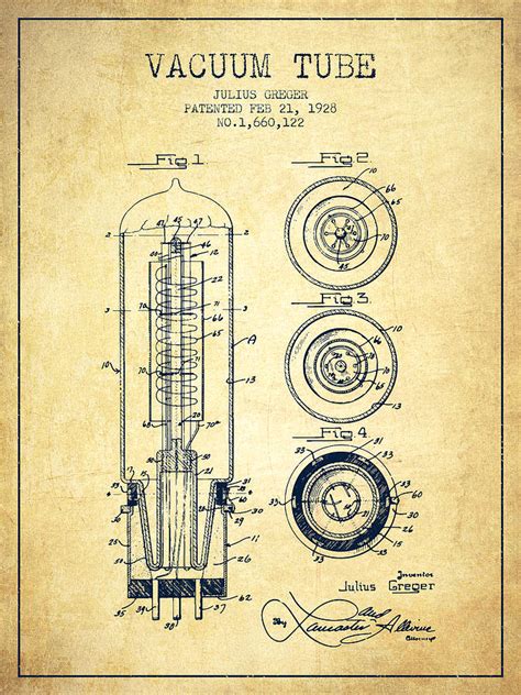 Vacuum Tube Patent From 1928 - Vintage Digital Art by Aged Pixel - Fine Art America