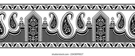 Seamless Vector Paisley Border Design Stock Vector (Royalty Free) 2343099817 | Shutterstock