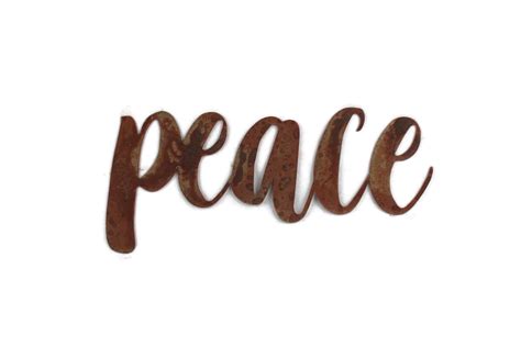 peace script, peace metal sign, metal word art, inspirational sign ...