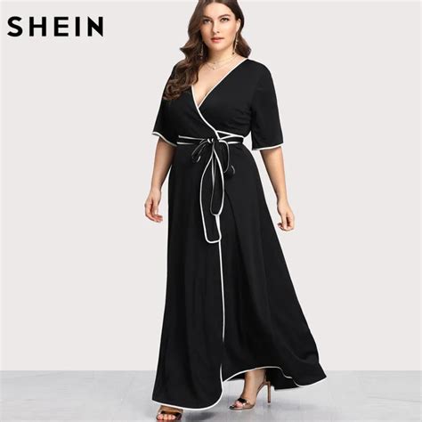 Aliexpress.com : Buy SHEIN Plus Size Black Party Dress Summer Maxi ...