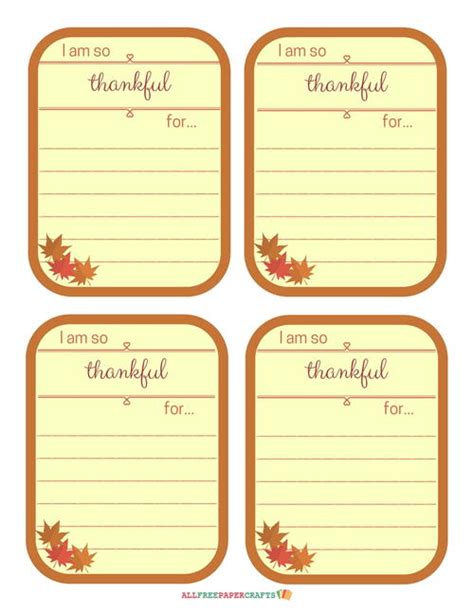 Thankful Notes Thanksgiving Printables | AllFreePaperCrafts.com