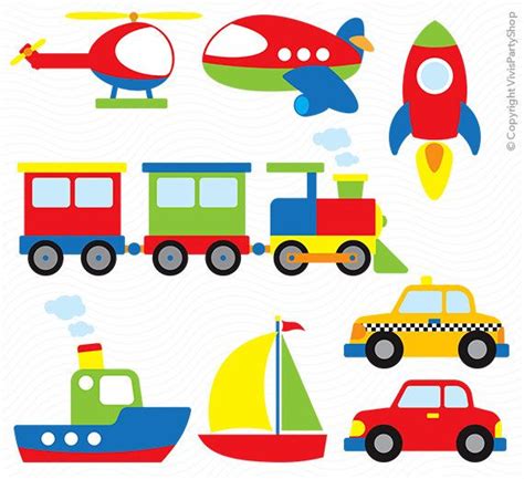 TRANSPORTATION Clipart, Printable, Instant download, PNG files, children clipart, C#008 ♥ This ...