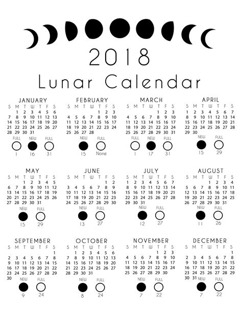 20+ Moon Calendar 2018 - Free Download Printable Calendar Templates ️