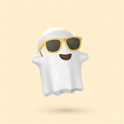 Premium Vector | Cute cartoon 3d halloween ghost with yellow sunglasses ...