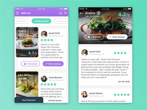 Restaurant/Food Review app by Julia Mattos for Sourcebits Design Team ...